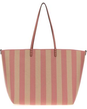 Fendi Embroidered Canvas Reversible Shopping Bag - Pink