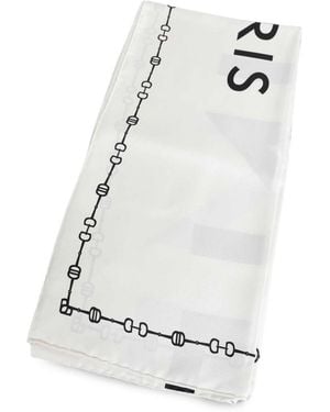 Celine Printed Silk Foulard - White