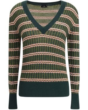 Etro Striped Wool Sweater - Green