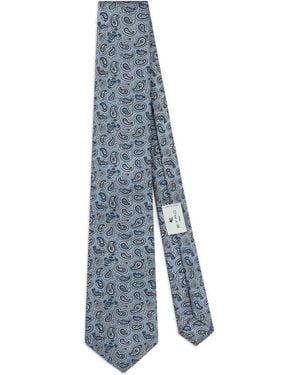 Etro Silk Jacquard Tie With Micro Paisley Motif - Blue