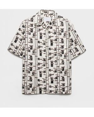Prada Printed Cotton Silk Blend Shirt - White