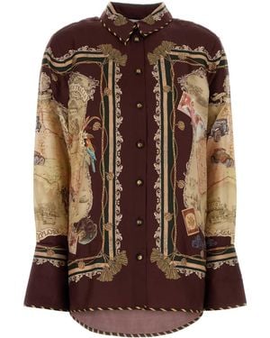 Zimmermann Printed Twill Valiant Shirt - Brown