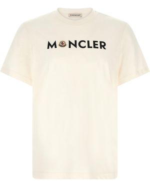 Moncler Logo Print T-Shirt - Natural