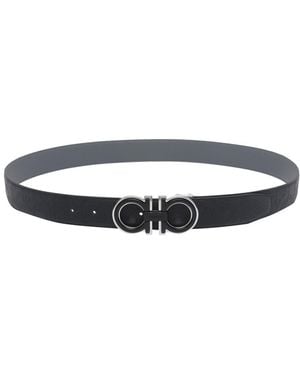 Ferragamo Adjustable And Reversible Gancini Belt - Blue