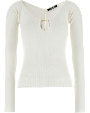Jacquemus Matte Ribbed Viscose T-Shirt - White