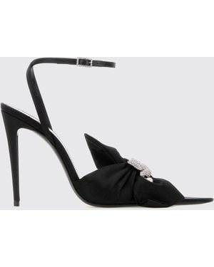 Saint Laurent Dove Knot Detail Silk Crêpe Sandals With Stiletto Heel - White