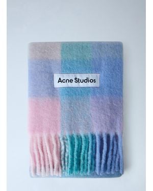 Acne Studios Mohair Checked Scarf - Blue