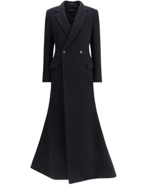 Balenciaga Oversized Godet Double-Breasted Coat - Black