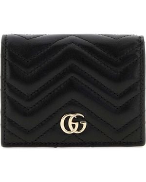Gucci Leather Small Gg Marmont Wallet - Black