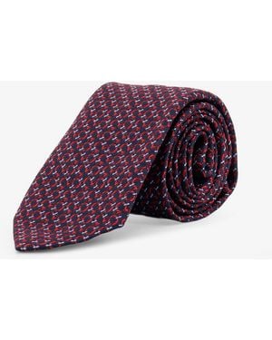 Ferragamo Crema Silk Tie With Intreccio Print - Purple