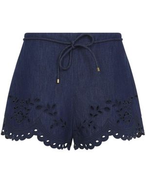 Zimmermann Ink Mahon Broderie Denim Short - Blue