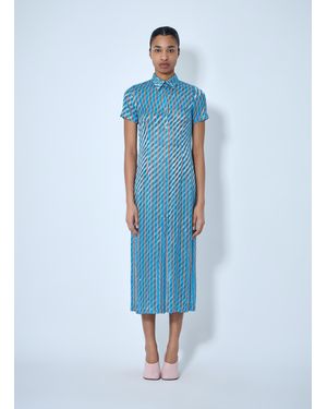Dries Van Noten Striped Midi Shirt Dress - Blue