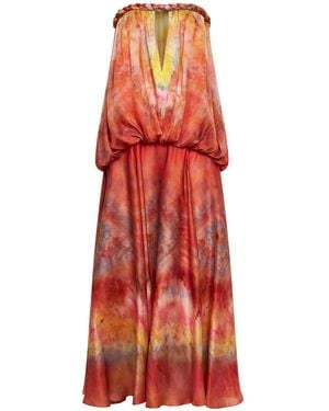 Zimmermann Ruby Tie Dye-Print Silk Luna Bandeau Dress - Red