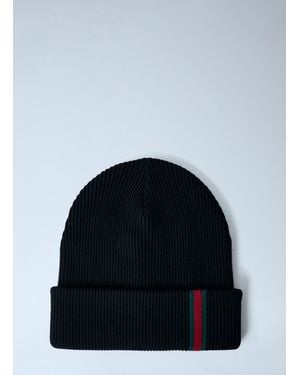 Gucci Logo Motif Beanie Hat - Blue