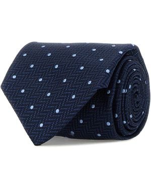 Brioni Crav. Stand. 8X150 Silk Mcro Motif Jacquard - Blue
