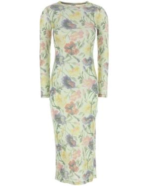 Loewe Printed Silk Blend Dress - Green