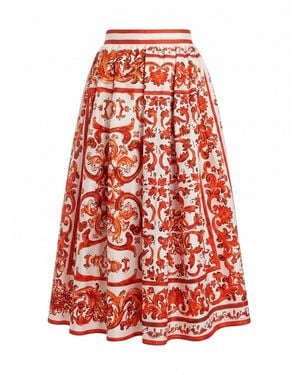 Dolce & Gabbana Dolce & Gabbana Maiolica-Print Skirt - Red