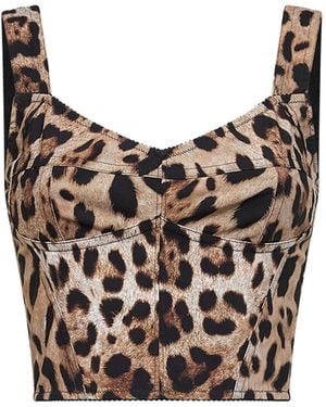 Dolce & Gabbana Leopard Print Bustier Top - Black