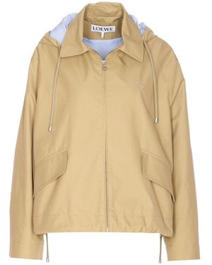 Loewe Anagram Logo Hooded Parka - Natural