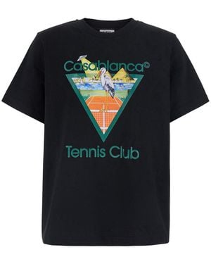CASABLANCA Crew Neck T-Shirt With Logo Print On The Front - Black