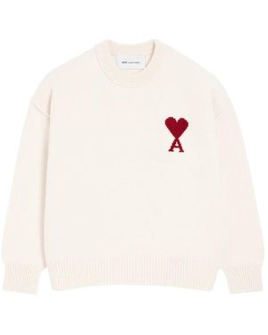 Ami Paris Neutrals Sweaters & Knitwear - White