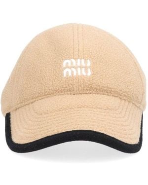Miu Miu Fleece Baseball Cap - Natural
