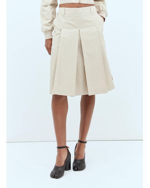Miu Miu Pleated Midi Skirt - Natural