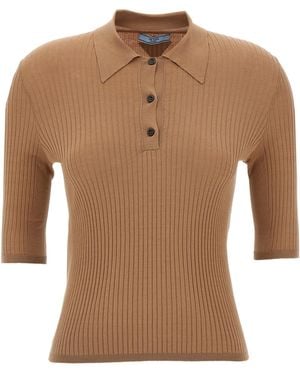 Prada Cotton Polo Shirt - Brown