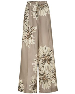 Brunello Cucinelli Printed Silk Pants - Natural