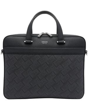 Ferragamo Monogram Briefcase - Black