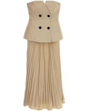 Self-Portrait Self Portrait Stretch Gabardine Dress - Natural