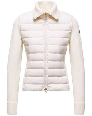 Moncler Padded Wool Zip-Up Cardigan - White