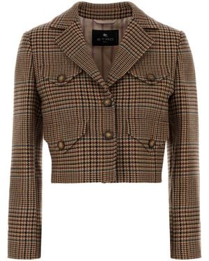 Etro Embroidered Wool Blazer - Brown
