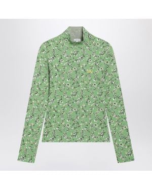 Loewe Highneck Top With Floral Jacquard Pattern - Green