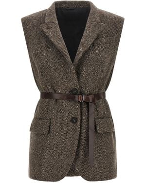 Brunello Cucinelli Mélange Wool Vest - Black