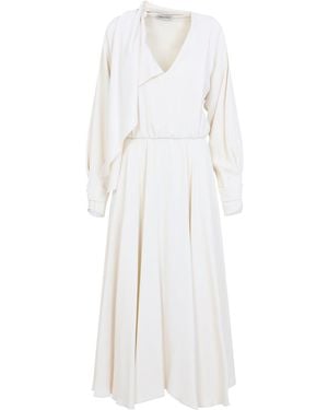 Alberta Ferretti Enver Satin Dress - White