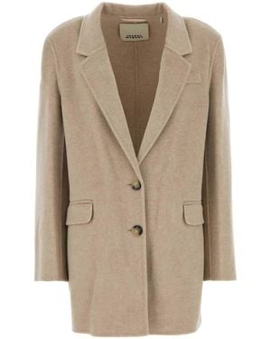 Isabel Marant Sand Wool Blend Oversize Colbya Blazer - Natural