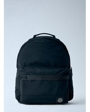 Stone Island Nylon Backpack With Front Zip Pocket - Blue