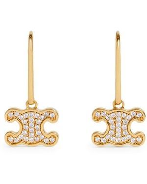 Celine Triomphe Earrings With Brass Rhinestones With Finish And Crystals - Metallic