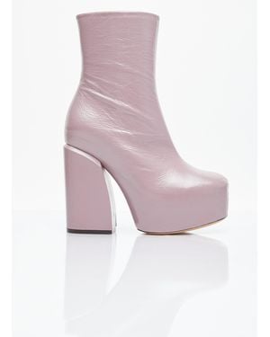 Dries Van Noten Platform Heel Leather Boots - Pink