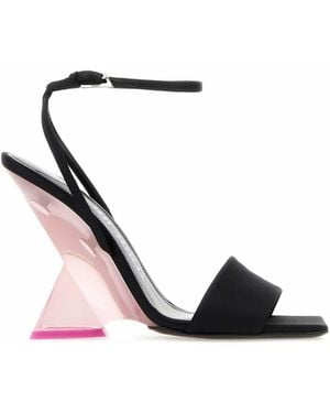 The Attico Satin Cheope Sandals - Black