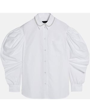 Simone Rocha Draped Sleeve Masculine Shirt With Emb - White