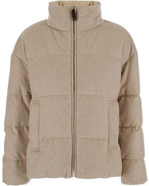 Max Mara Down Jacket Divina With High Collar And Long Sleeves - Brown