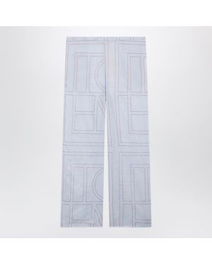 TOTEME Monogram Cottonblend Pajama Pants - Blue