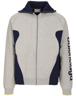 Balenciaga Knitted Cardigan With Zip Bodies - Blue