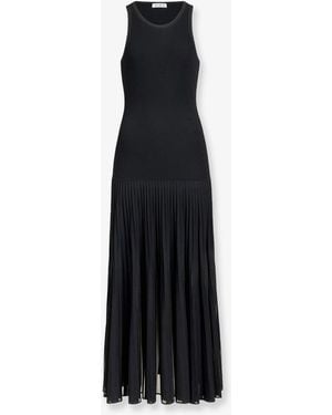 Alaïa Long Pleated Viscose Blend Dress - Black