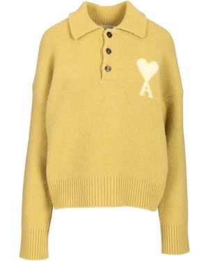 Ami Paris Ami "Ami De Coeur" Polo Shirt - Yellow