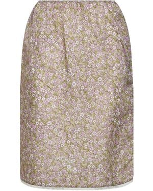 Prada Alabaster Printed Nylon Midi Skirt - Natural