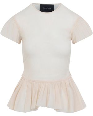 Simone Rocha Sheer Ballet Peplum Top - White