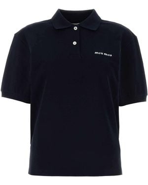 Miu Miu Dark Piquet Polo Shirt - Blue